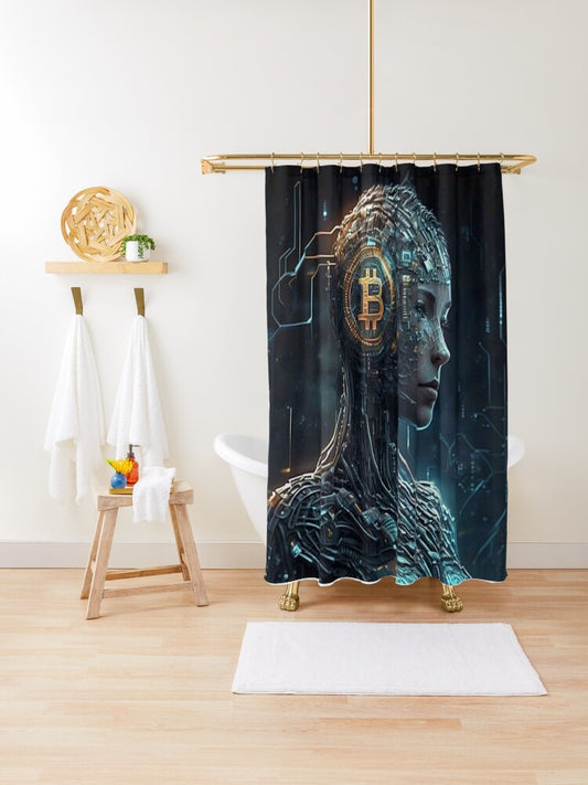 "Cyberpunk Bitcoin Visionary" Shower Curtain